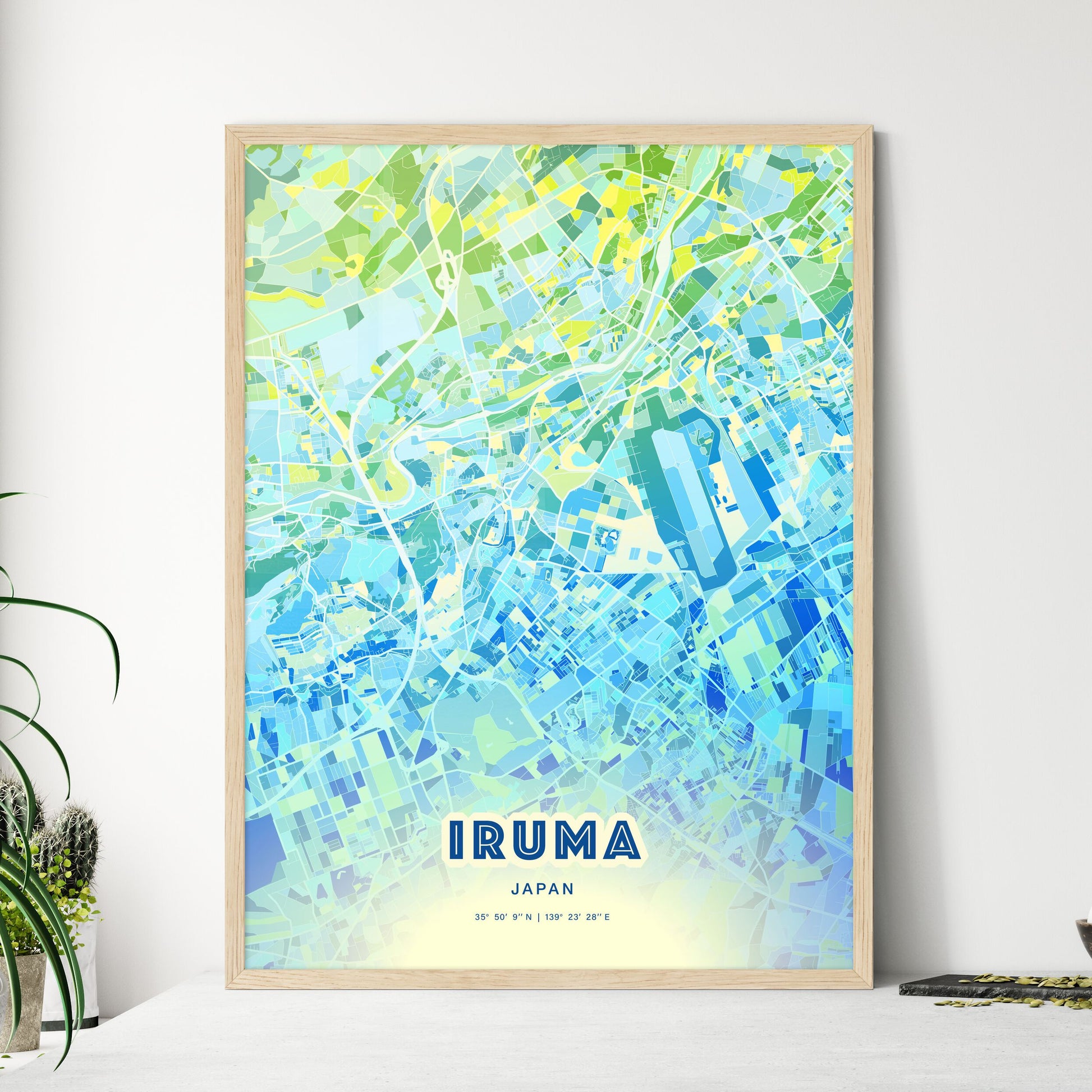 Colorful IRUMA JAPAN Fine Art Map Cool Blue