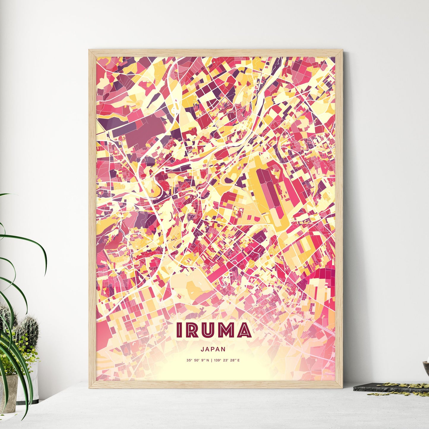 Colorful IRUMA JAPAN Fine Art Map Hot Red