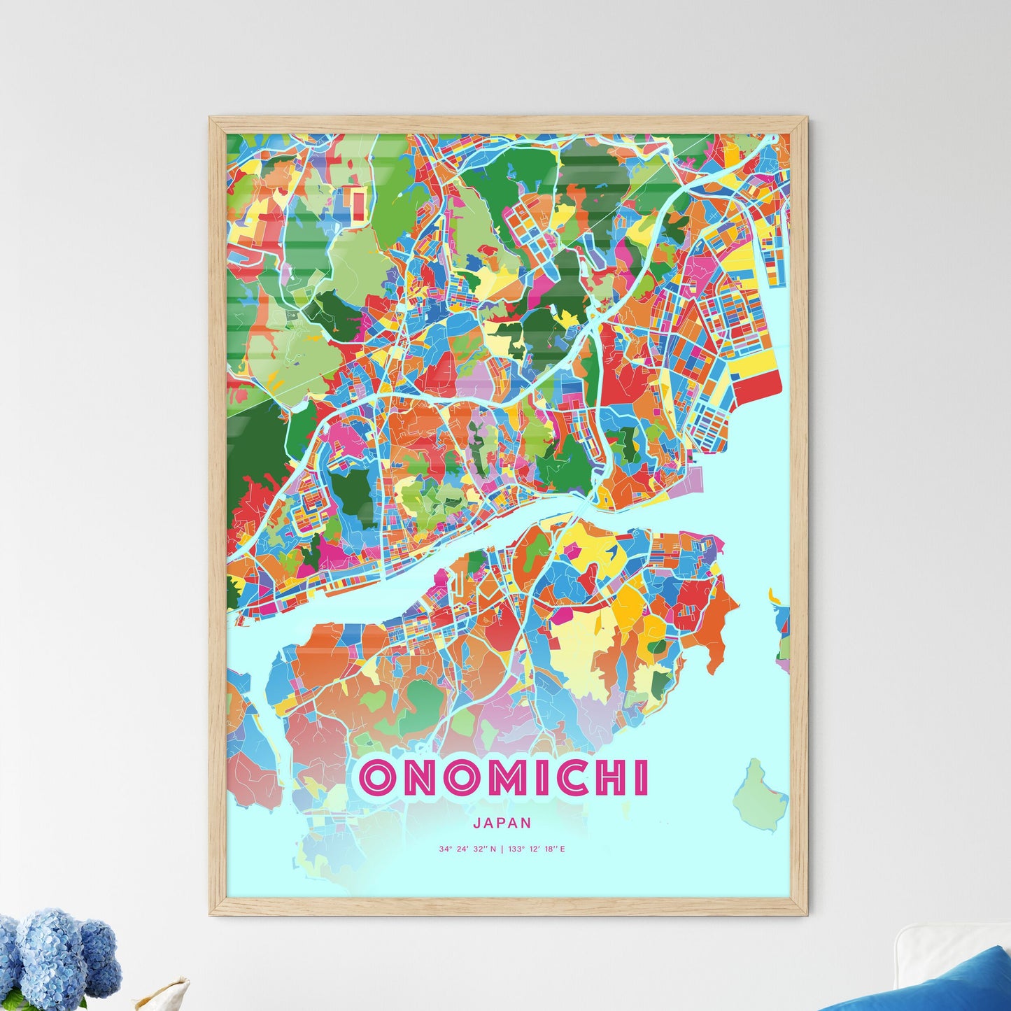 Colorful ONOMICHI JAPAN Fine Art Map Crazy Colors