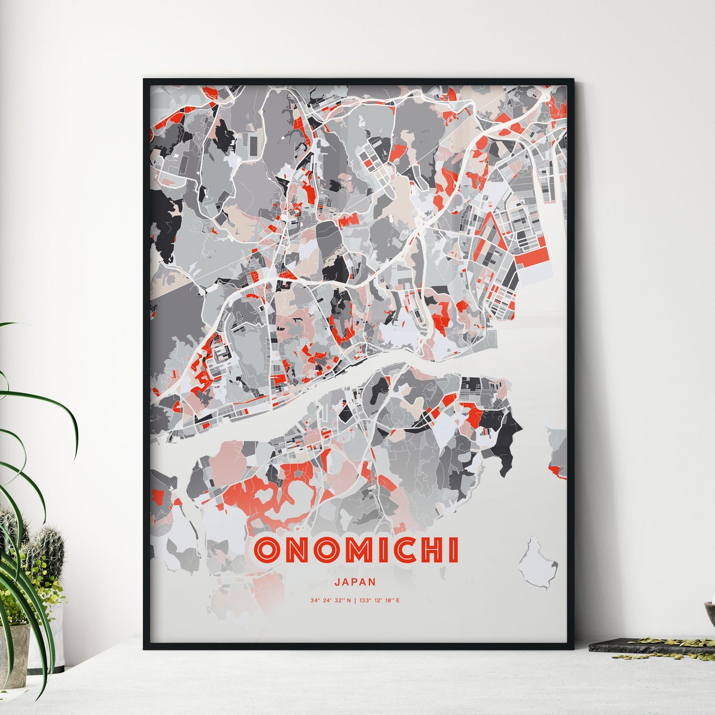 Colorful ONOMICHI JAPAN Fine Art Map Modern