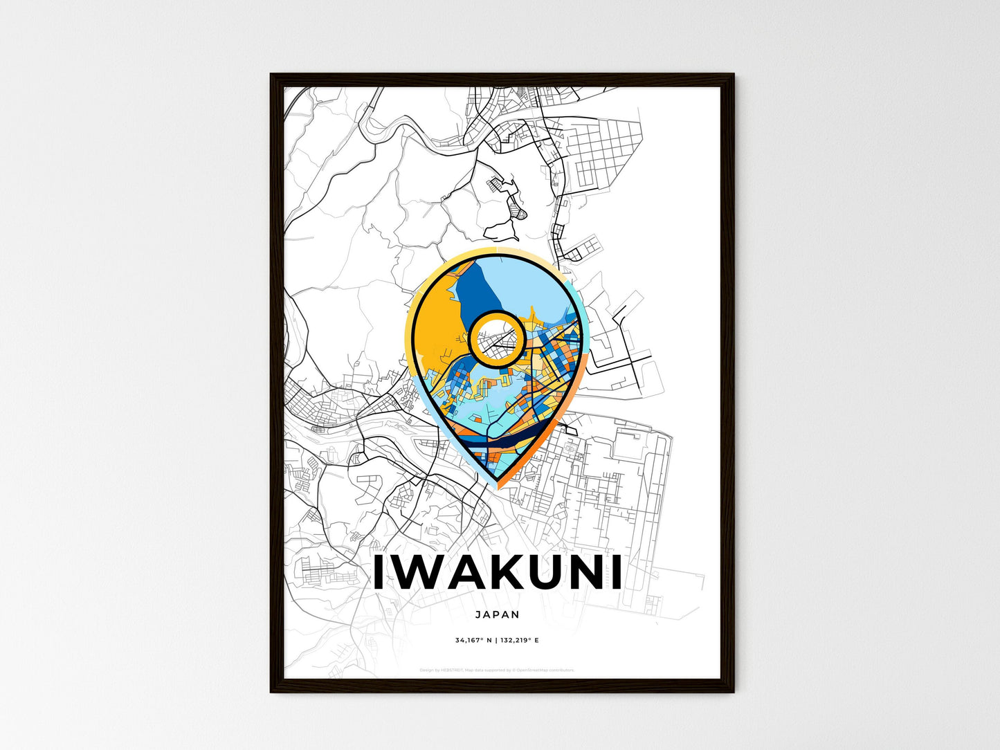 Iwakuni Japan wedding art map with pointer icon