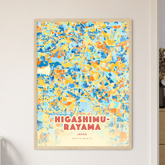 Colorful HIGASHIMURAYAMA JAPAN Fine Art Map Blue Orange