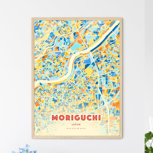 Colorful MORIGUCHI JAPAN Fine Art Map Blue Orange