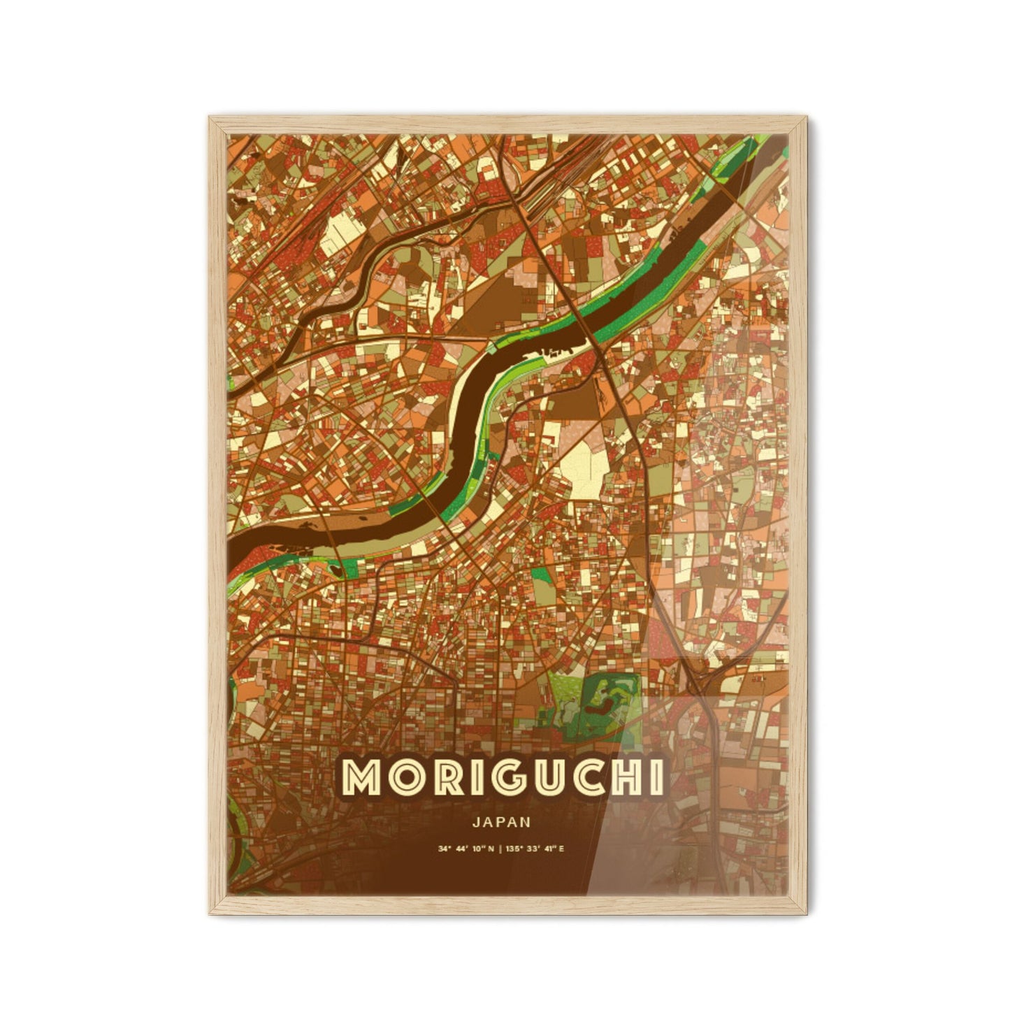 Colorful MORIGUCHI JAPAN Fine Art Map Farmhouse