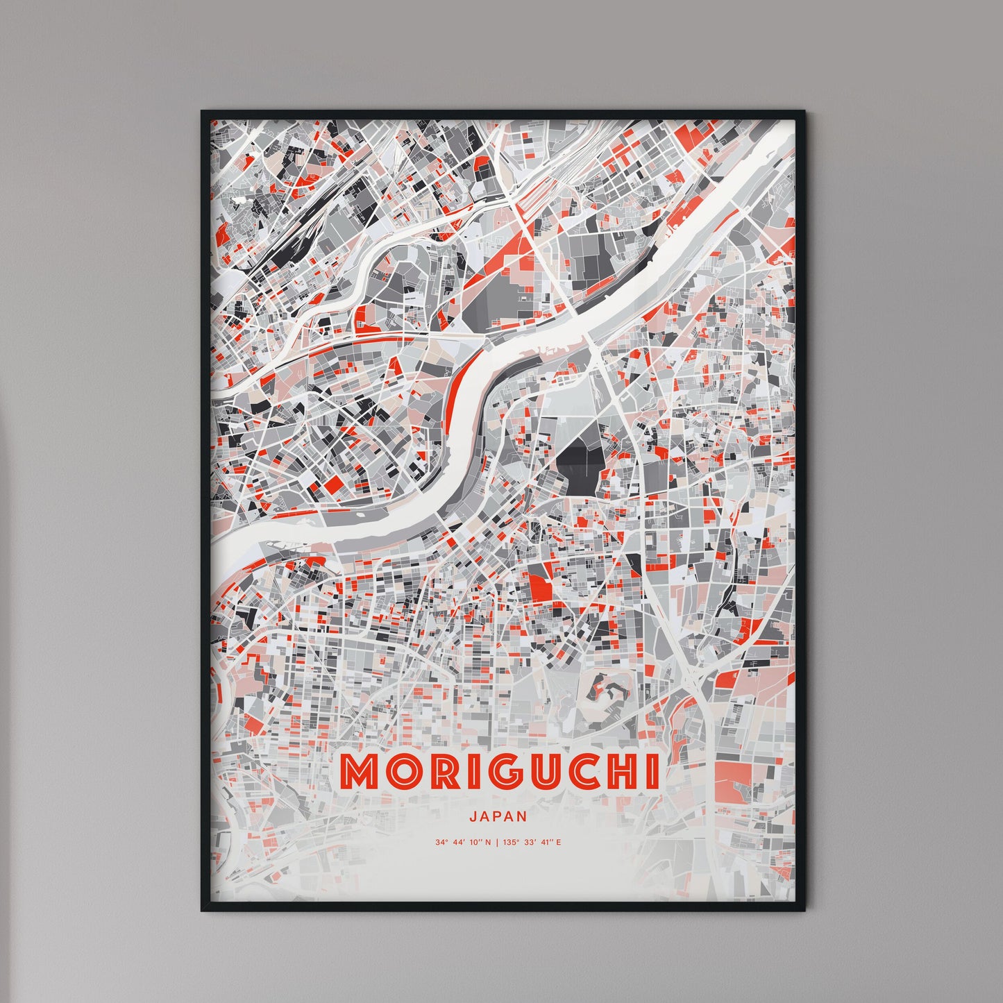 Colorful MORIGUCHI JAPAN Fine Art Map Modern