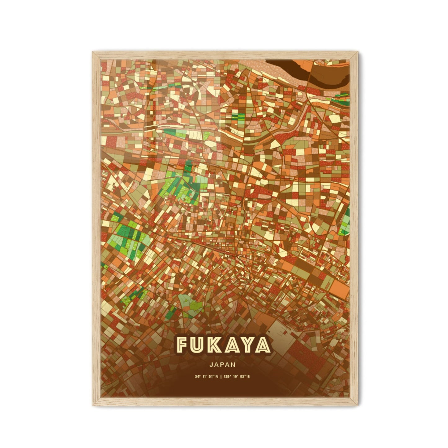 Colorful FUKAYA JAPAN Fine Art Map Farmhouse