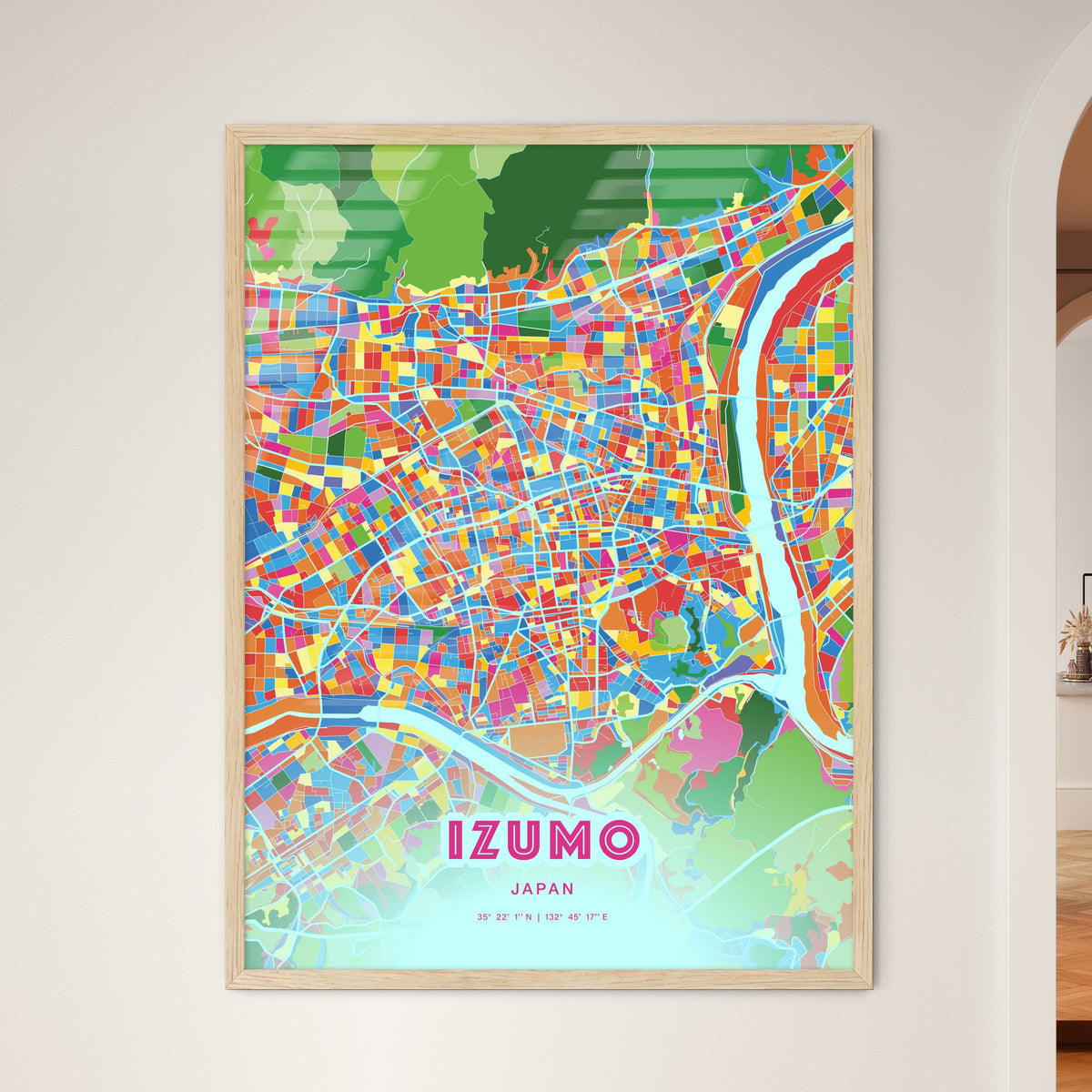 Colorful IZUMO JAPAN Fine Art Map Crazy Colors