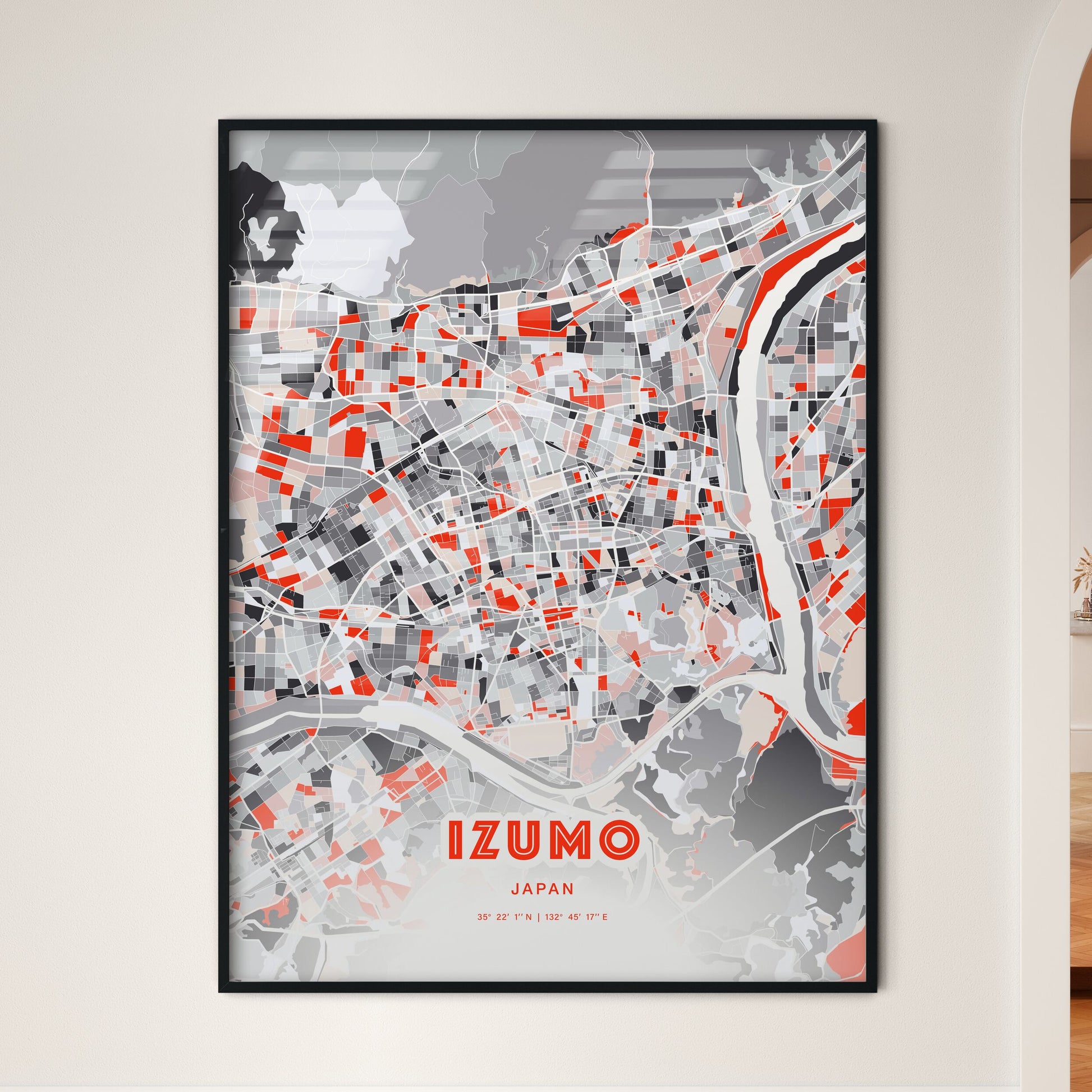 Colorful IZUMO JAPAN Fine Art Map Modern