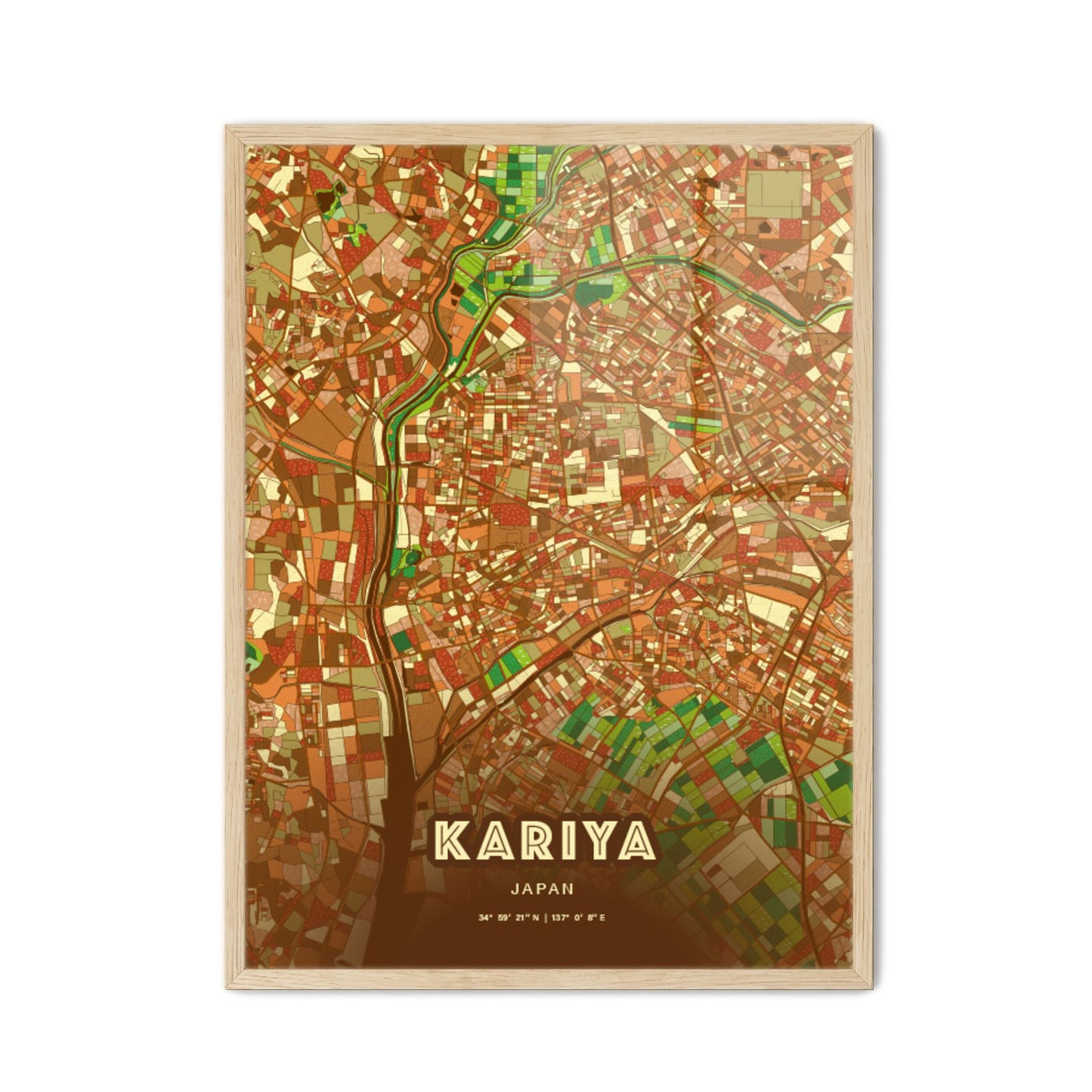 Colorful KARIYA JAPAN Fine Art Map Farmhouse