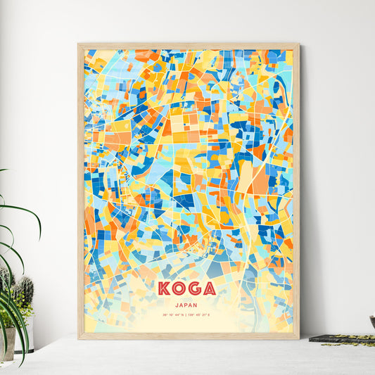 Colorful KOGA JAPAN Fine Art Map Blue Orange