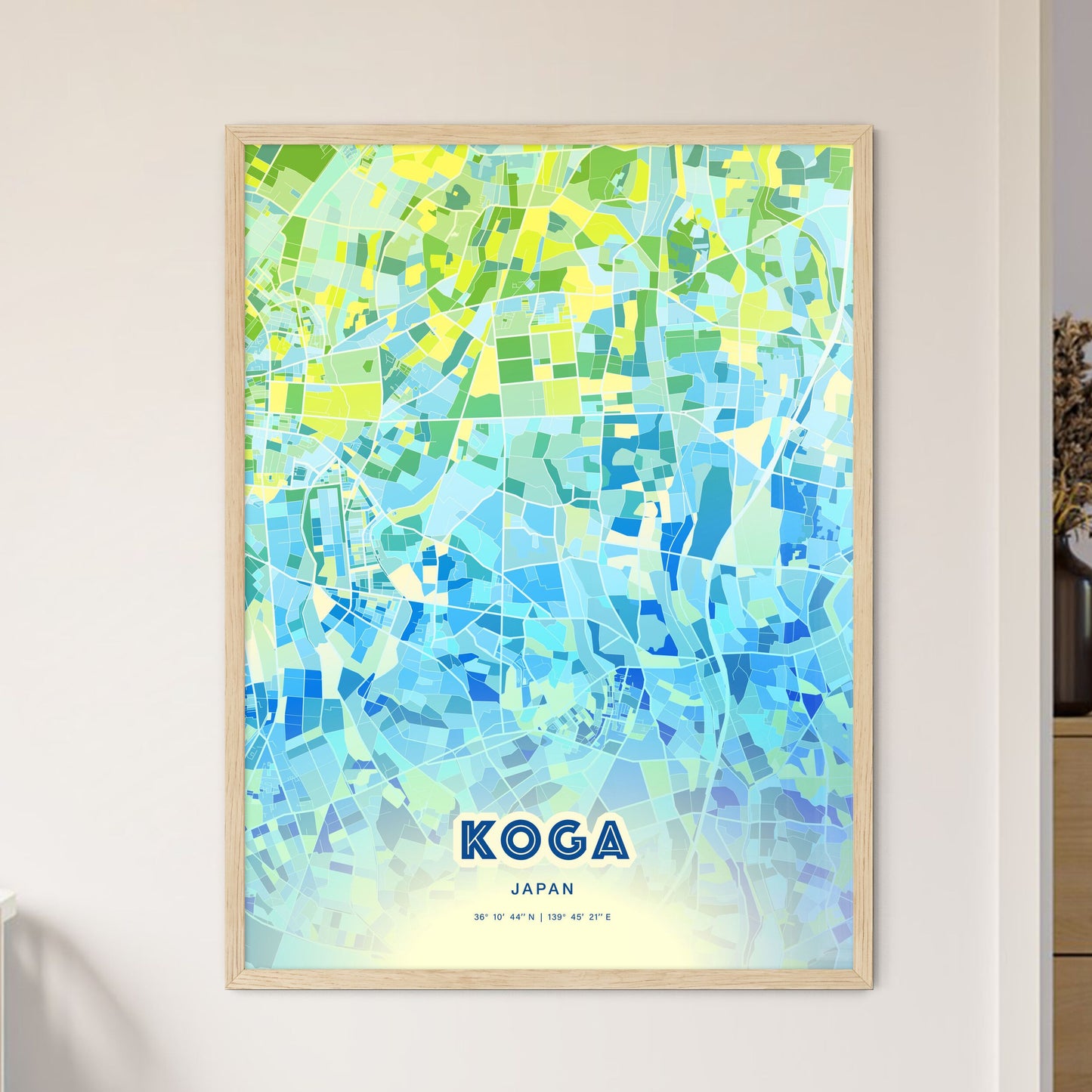 Colorful KOGA JAPAN Fine Art Map Cool Blue