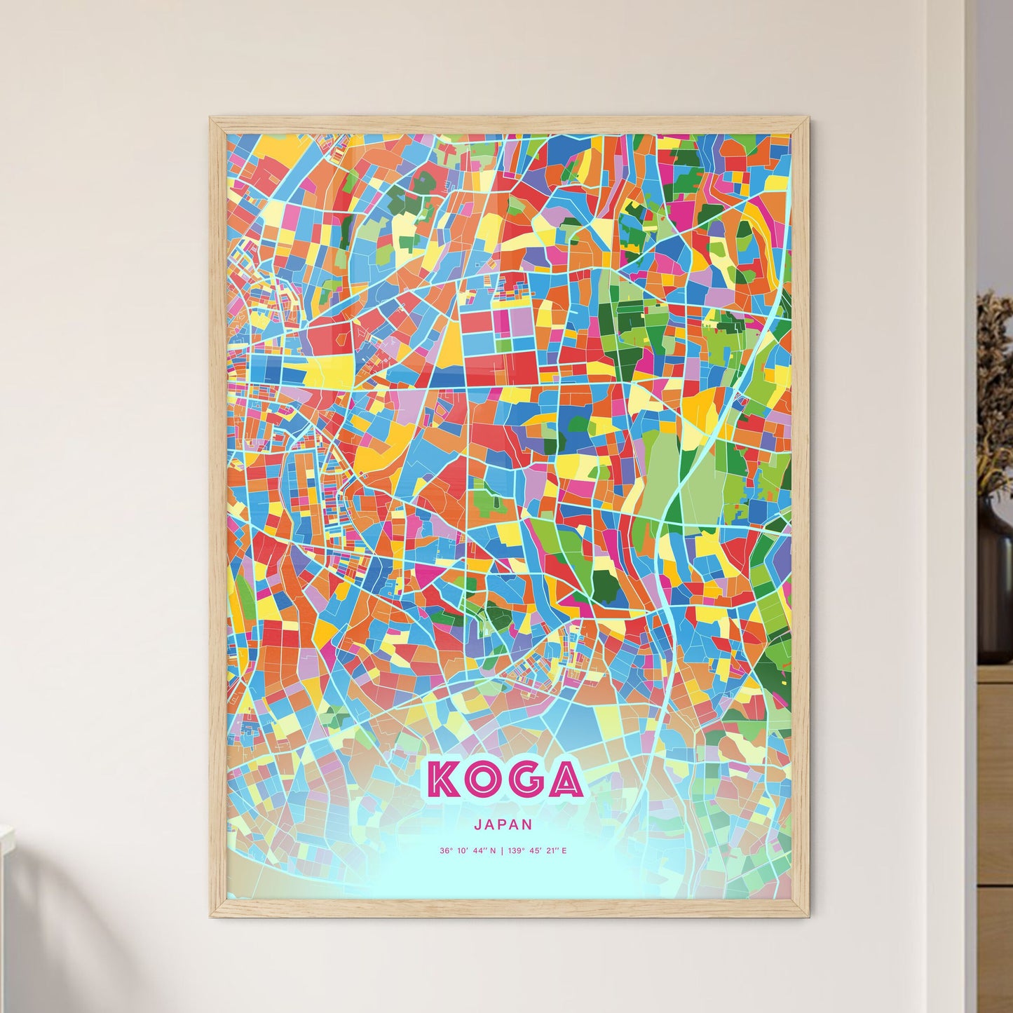 Colorful KOGA JAPAN Fine Art Map Crazy Colors