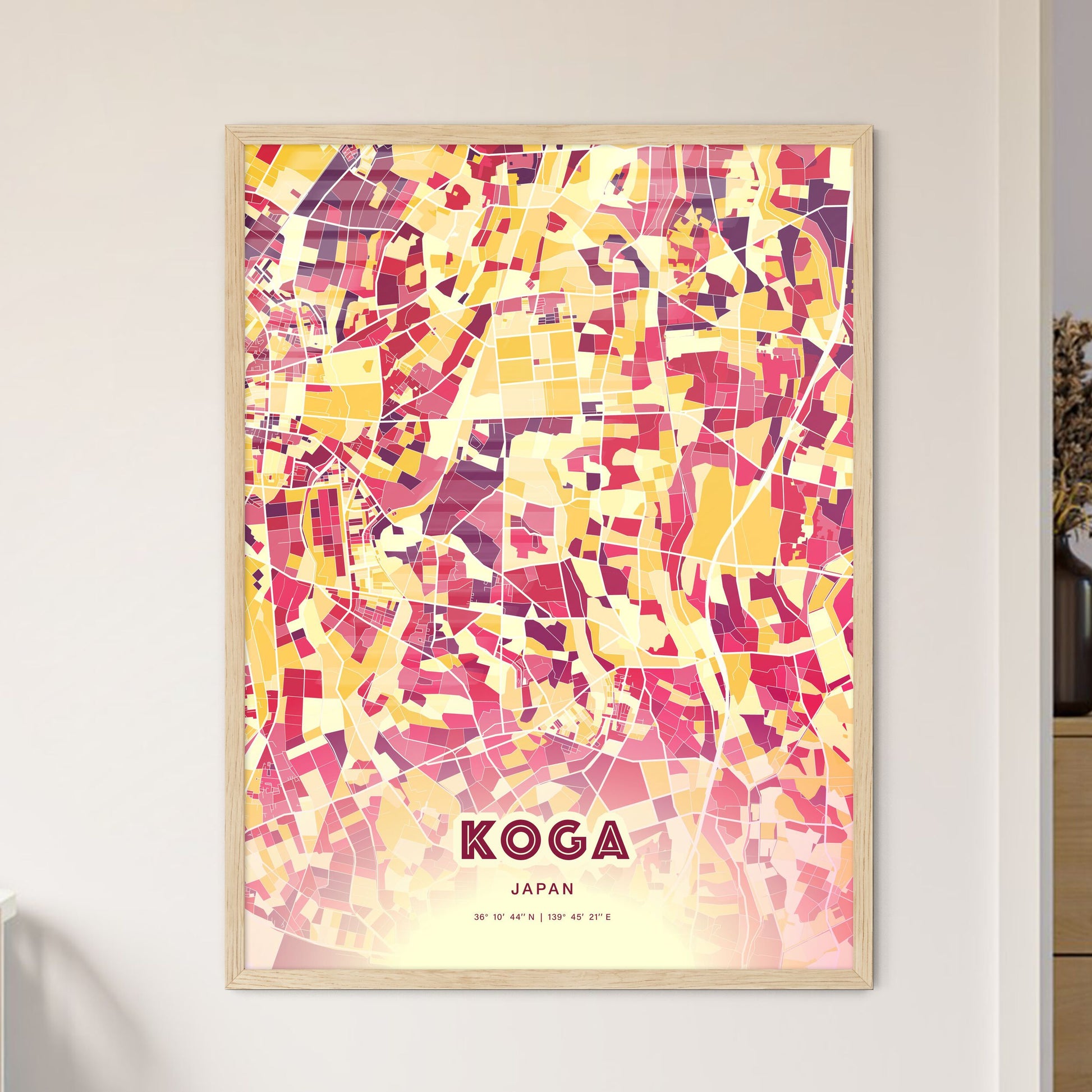 Colorful KOGA JAPAN Fine Art Map Hot Red