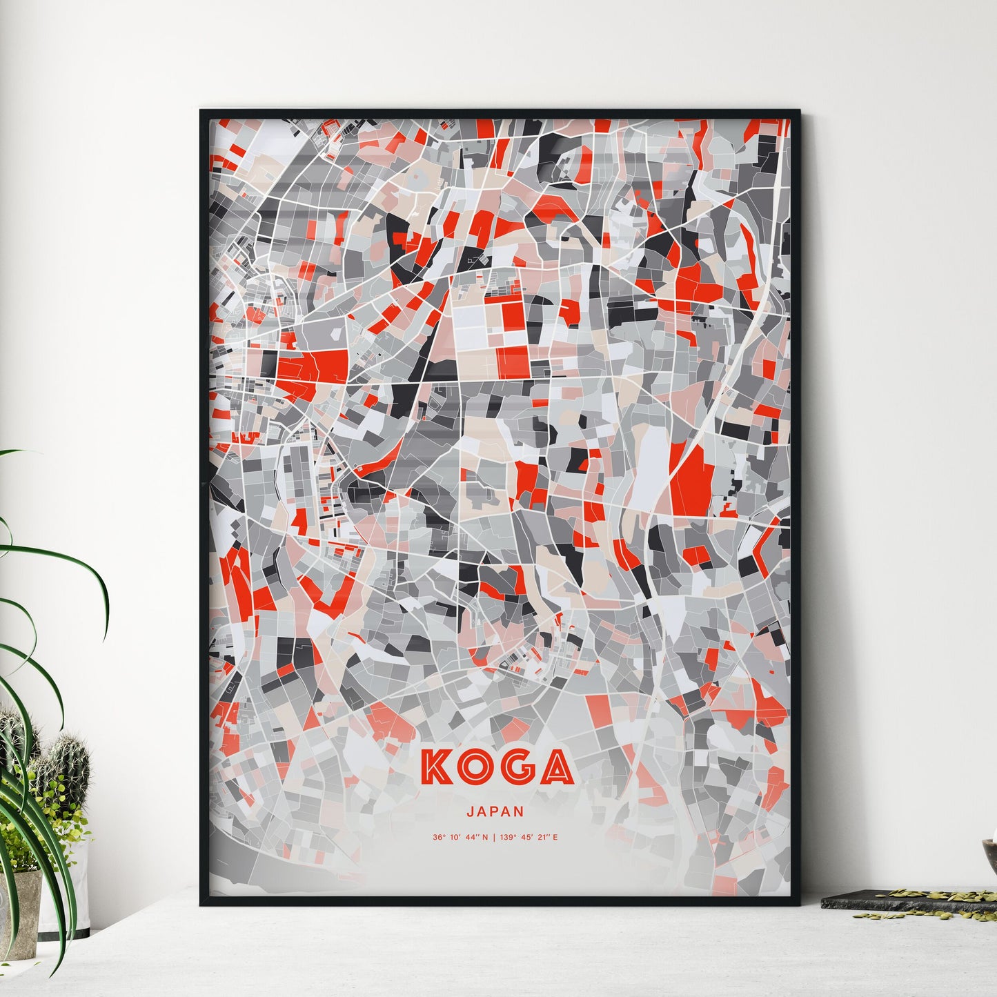 Colorful KOGA JAPAN Fine Art Map Modern