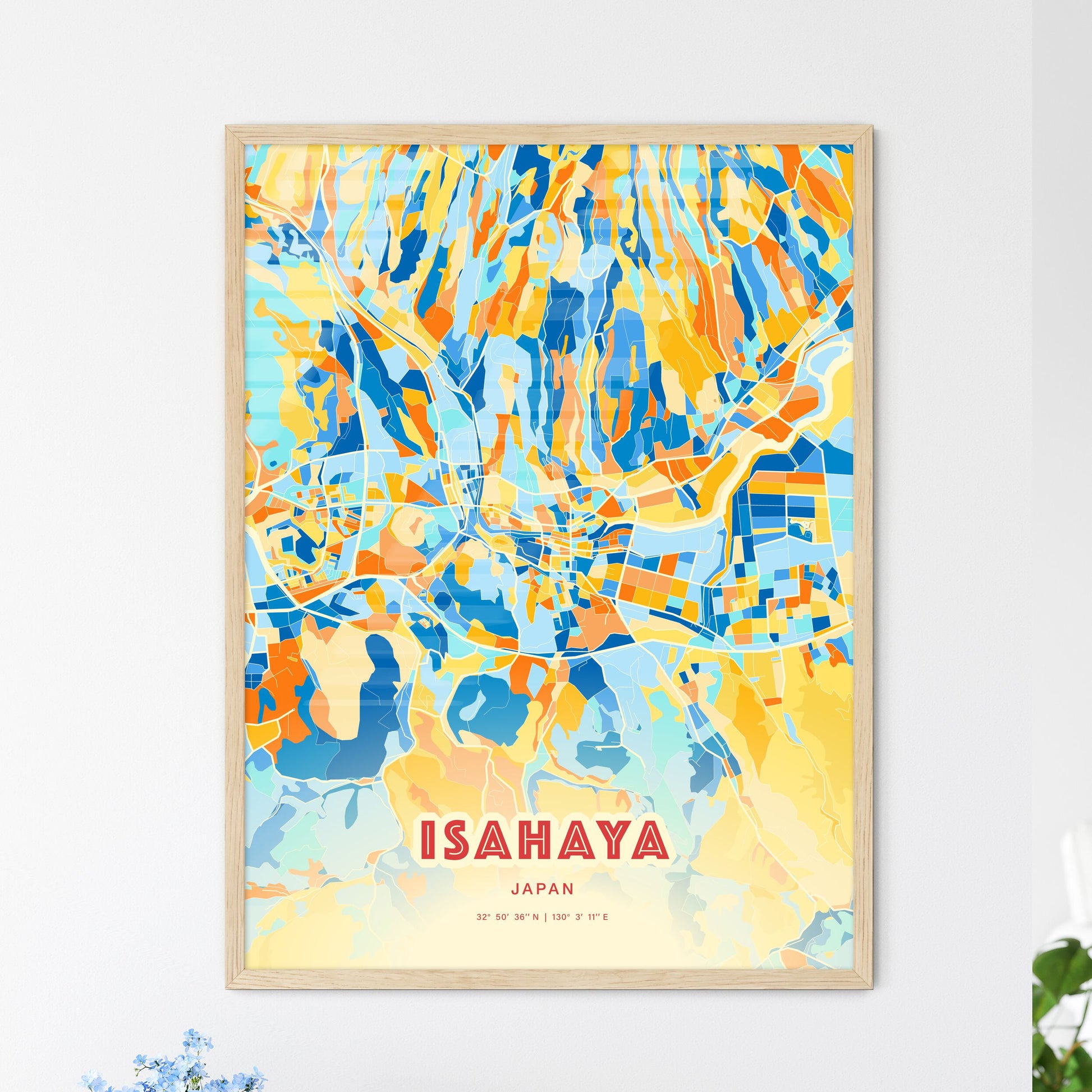 Colorful ISAHAYA JAPAN Fine Art Map Blue Orange