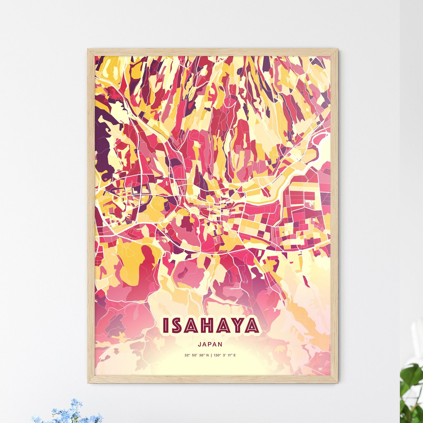 Colorful ISAHAYA JAPAN Fine Art Map Hot Red