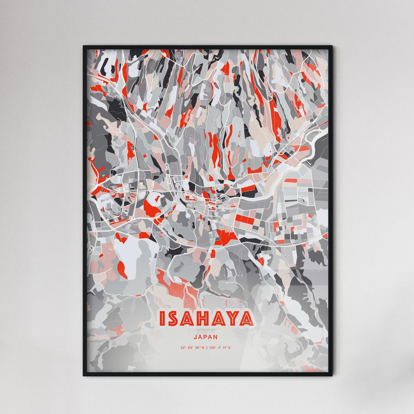 Colorful ISAHAYA JAPAN Fine Art Map Modern