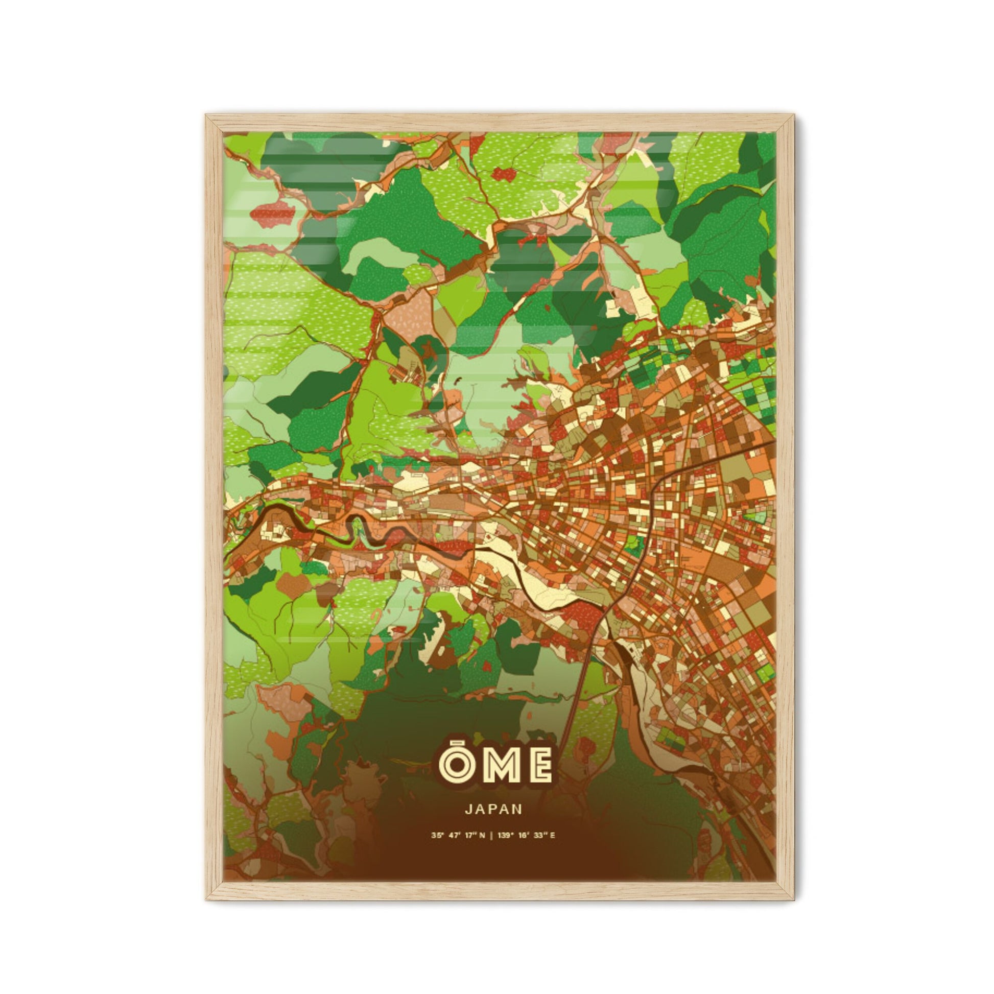 Colorful ŌME JAPAN Fine Art Map Farmhouse