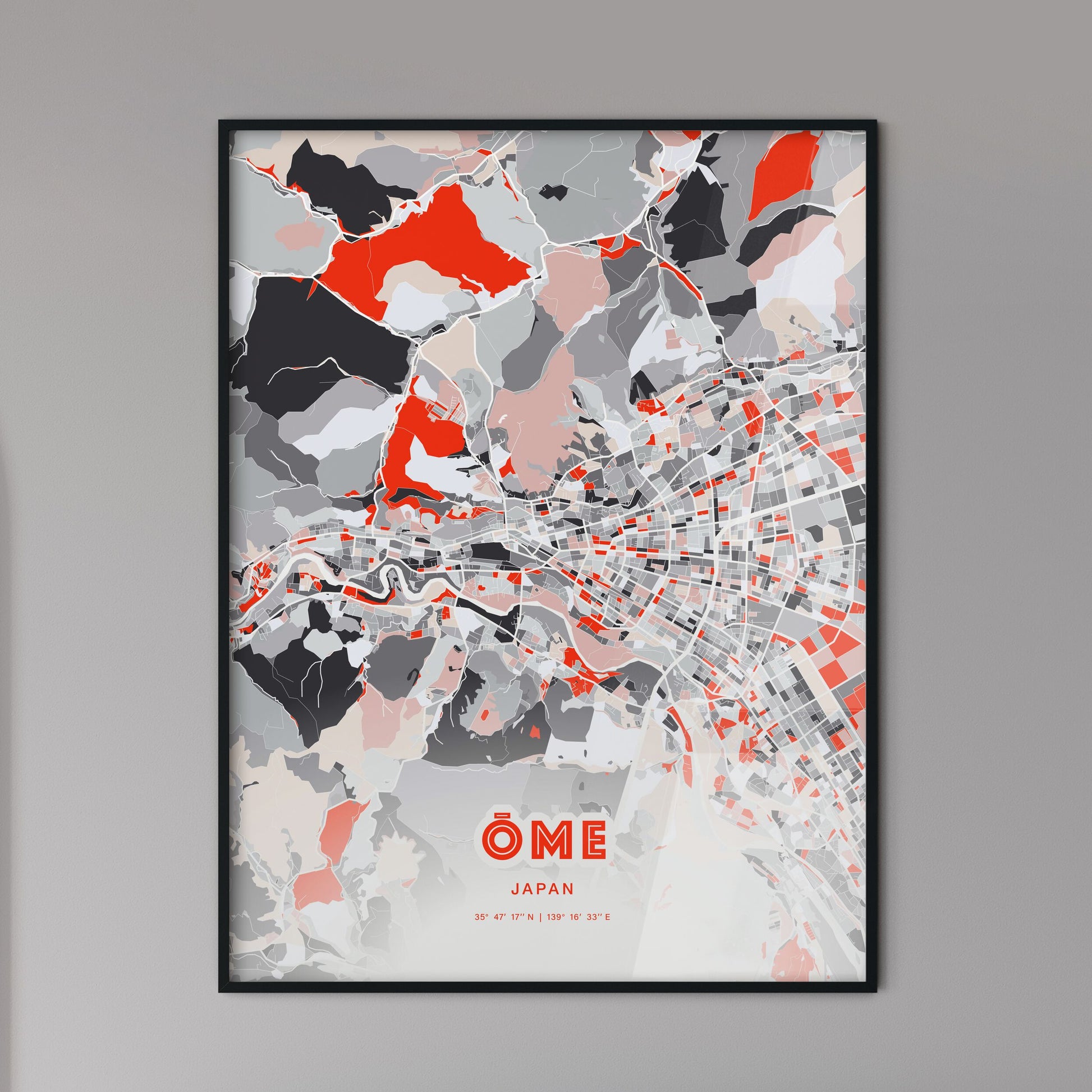 Colorful ŌME JAPAN Fine Art Map Modern