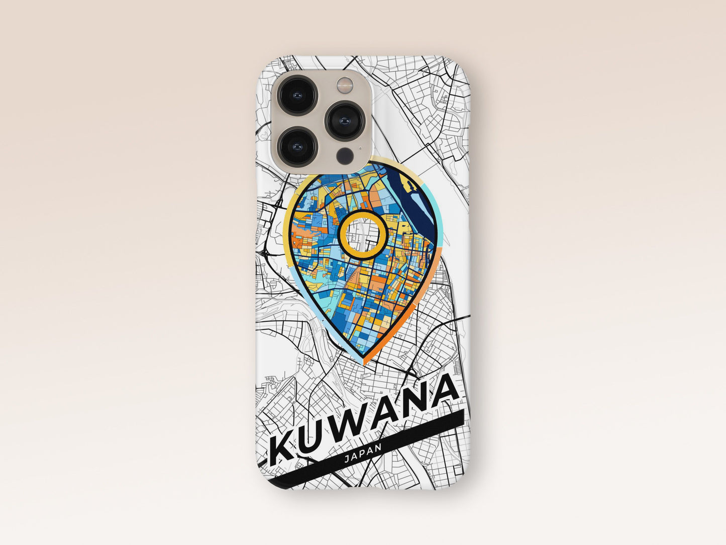 Kuwana Japan slim phone case with colorful icon. Birthday, wedding or housewarming gift. Couple match cases. 1