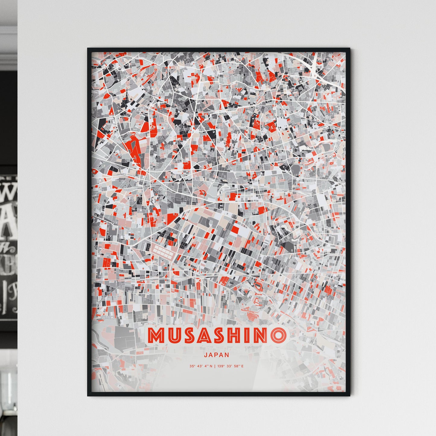Colorful MUSASHINO JAPAN Fine Art Map Modern