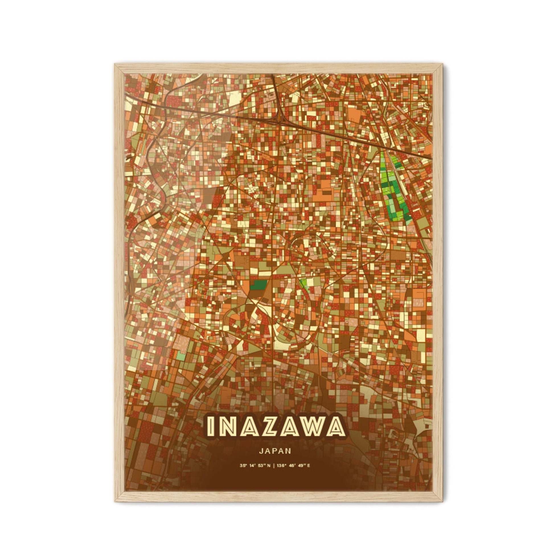 Colorful INAZAWA JAPAN Fine Art Map Farmhouse