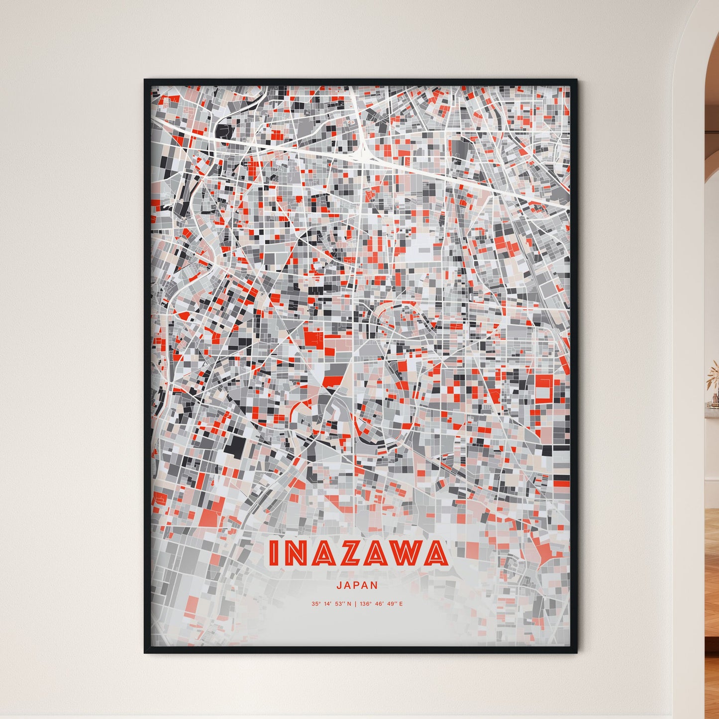 Colorful INAZAWA JAPAN Fine Art Map Modern