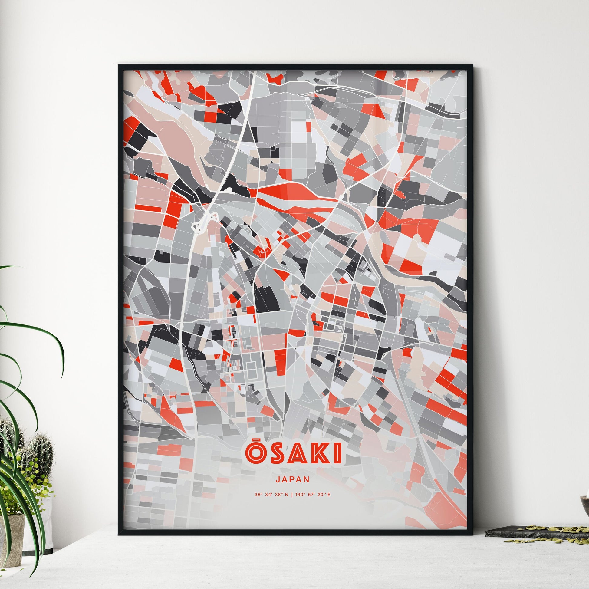 Colorful ŌSAKI JAPAN Fine Art Map Modern