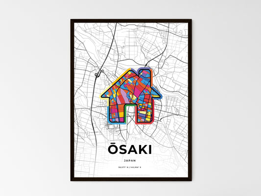 Ōsaki Japan wedding art map with home icon