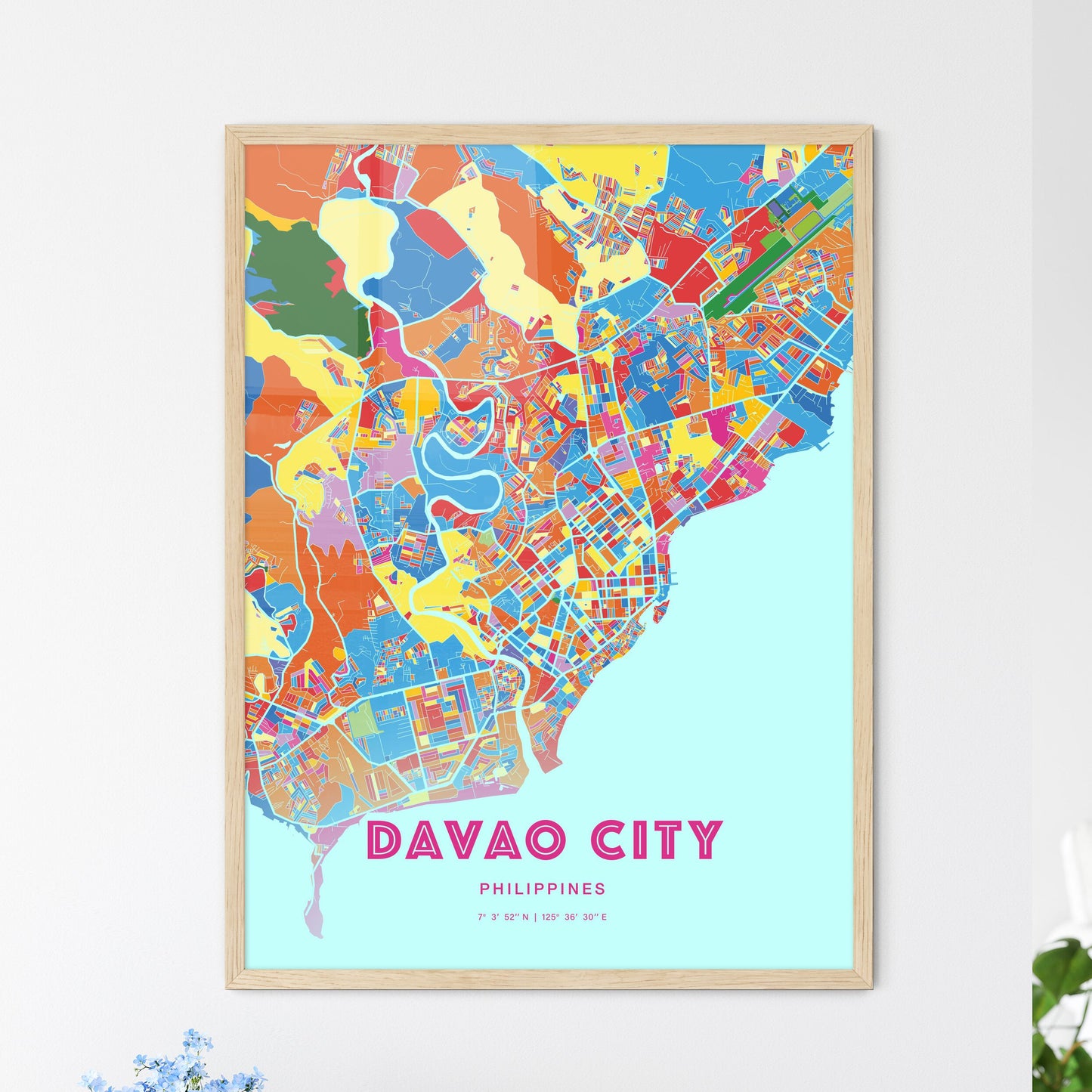 Colorful DAVAO CITY PHILIPPINES Fine Art Map Crazy Colors