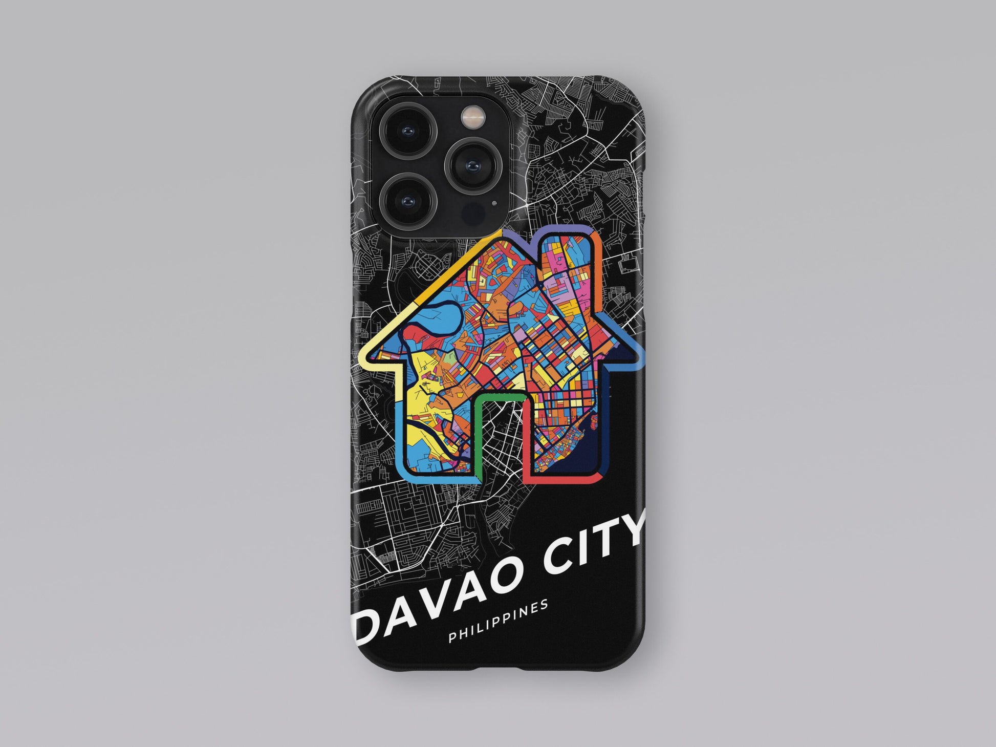 Davao City Philippines slim phone case with colorful icon. Birthday, wedding or housewarming gift. Couple match cases. 3
