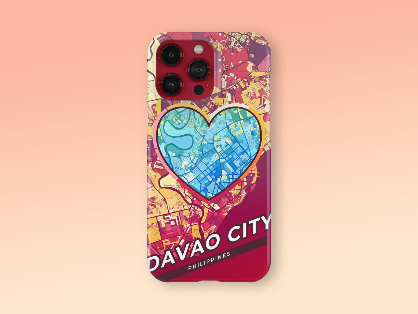 Davao City Philippines slim phone case with colorful icon. Birthday, wedding or housewarming gift. Couple match cases. 2