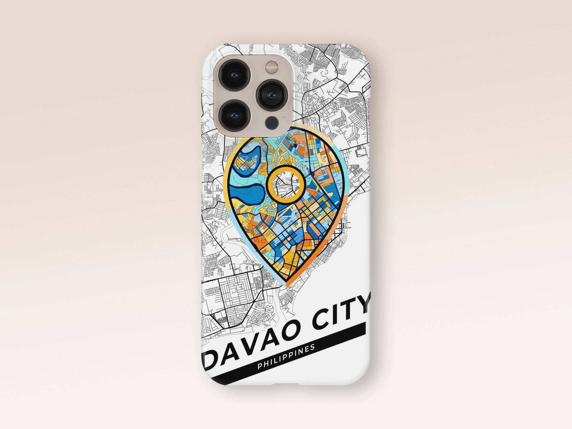 Davao City Philippines slim phone case with colorful icon. Birthday, wedding or housewarming gift. Couple match cases. 1