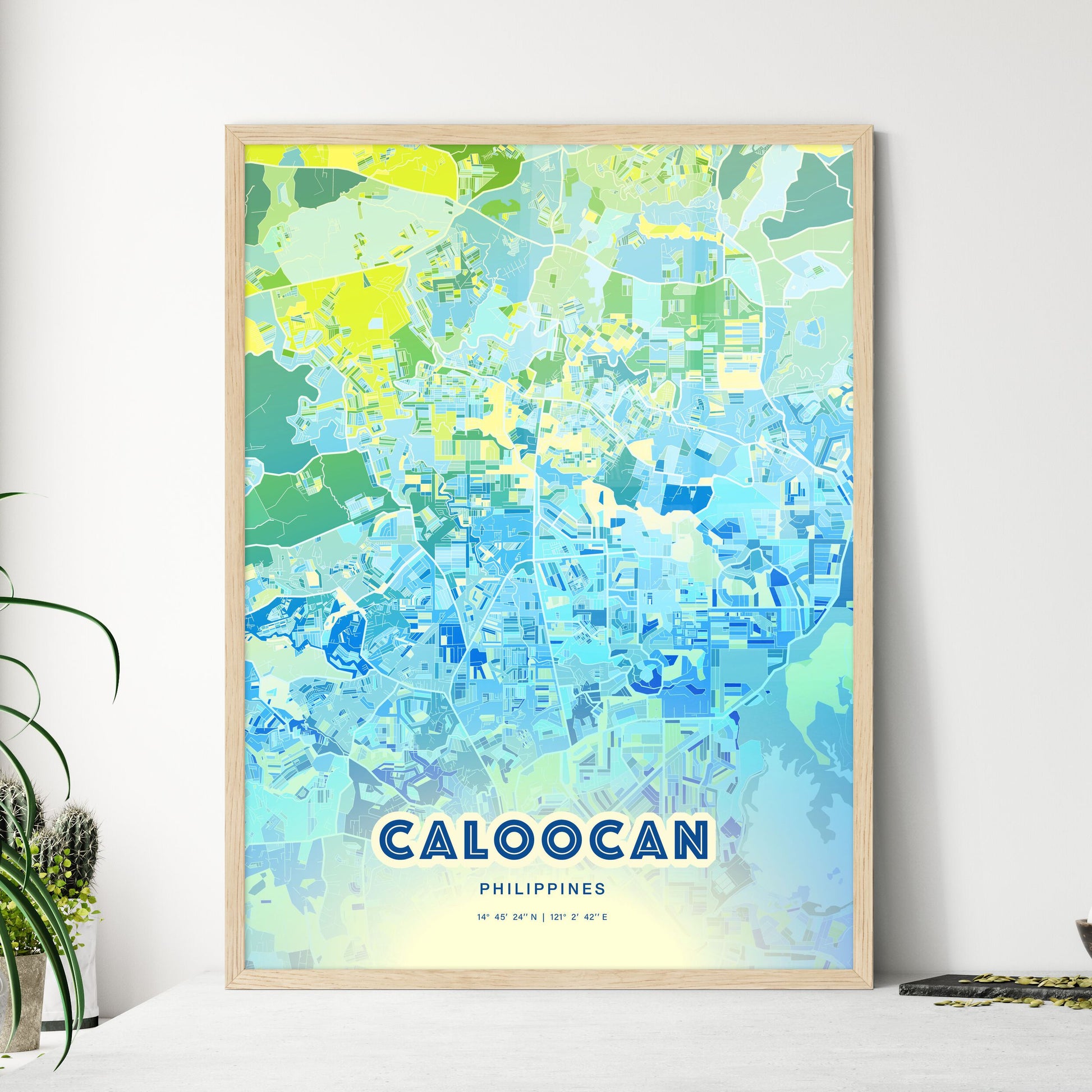 Colorful CALOOCAN PHILIPPINES Fine Art Map Cool Blue