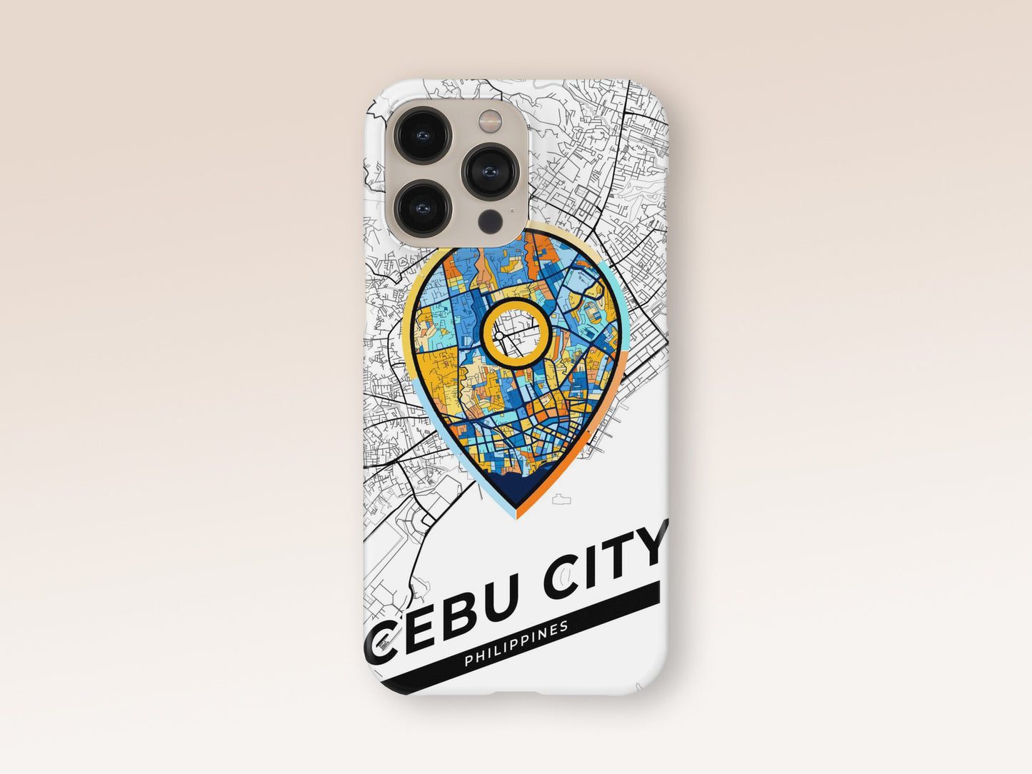 Cebu City Philippines slim phone case with colorful icon. Birthday, wedding or housewarming gift. Couple match cases. 1