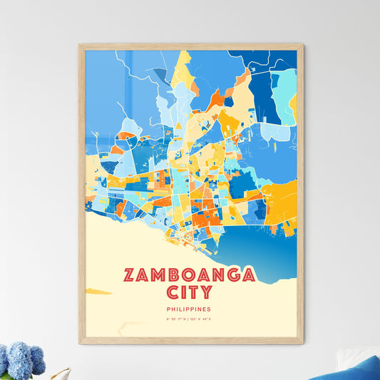 Colorful ZAMBOANGA CITY PHILIPPINES Fine Art Map Blue Orange