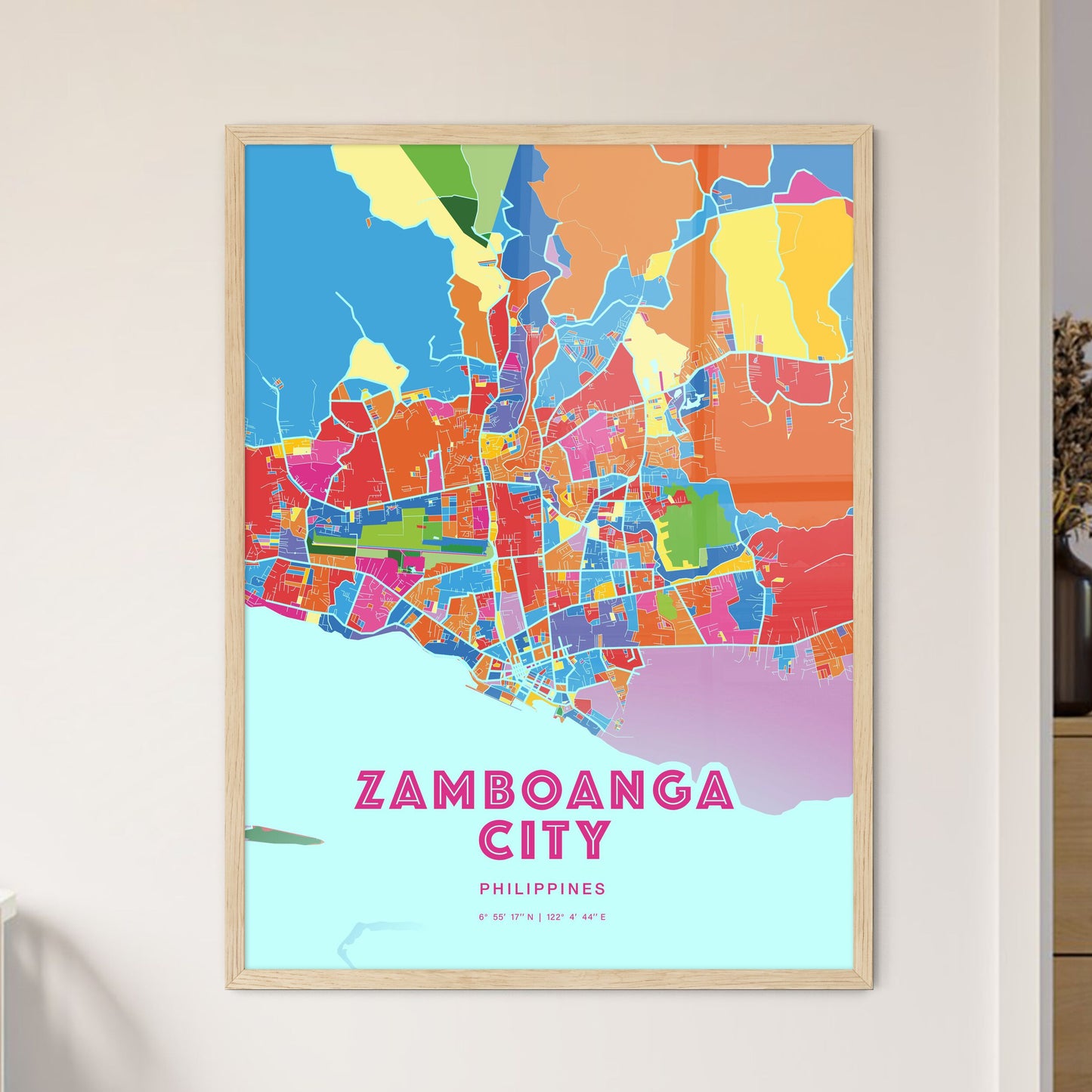 Colorful ZAMBOANGA CITY PHILIPPINES Fine Art Map Crazy Colors