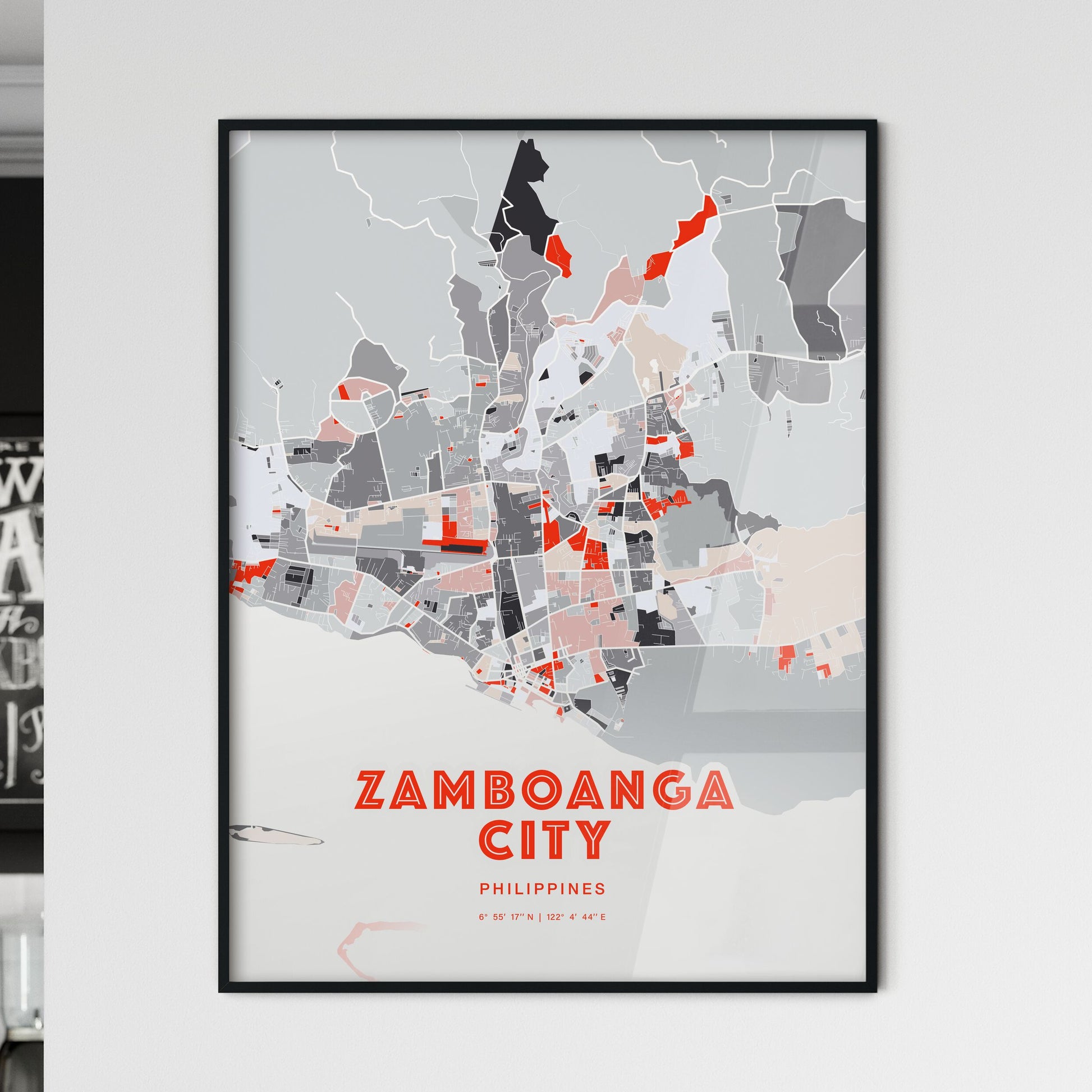 Colorful ZAMBOANGA CITY PHILIPPINES Fine Art Map Modern