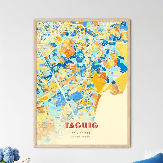 Colorful TAGUIG PHILIPPINES Fine Art Map Blue Orange