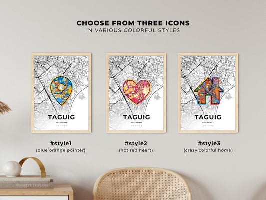 Taguig Philippines maps with colorful icons