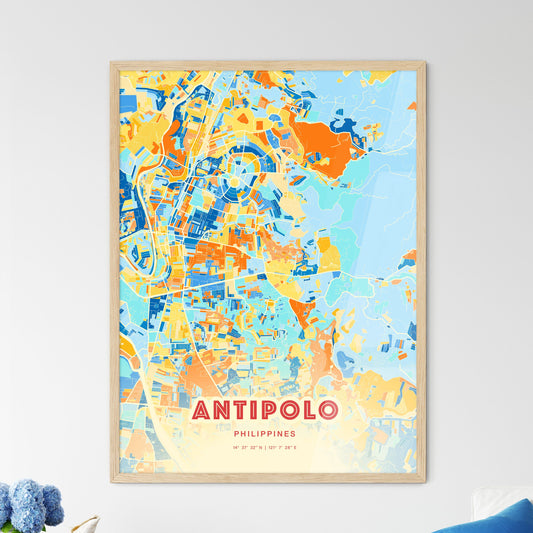 Colorful ANTIPOLO PHILIPPINES Fine Art Map Blue Orange