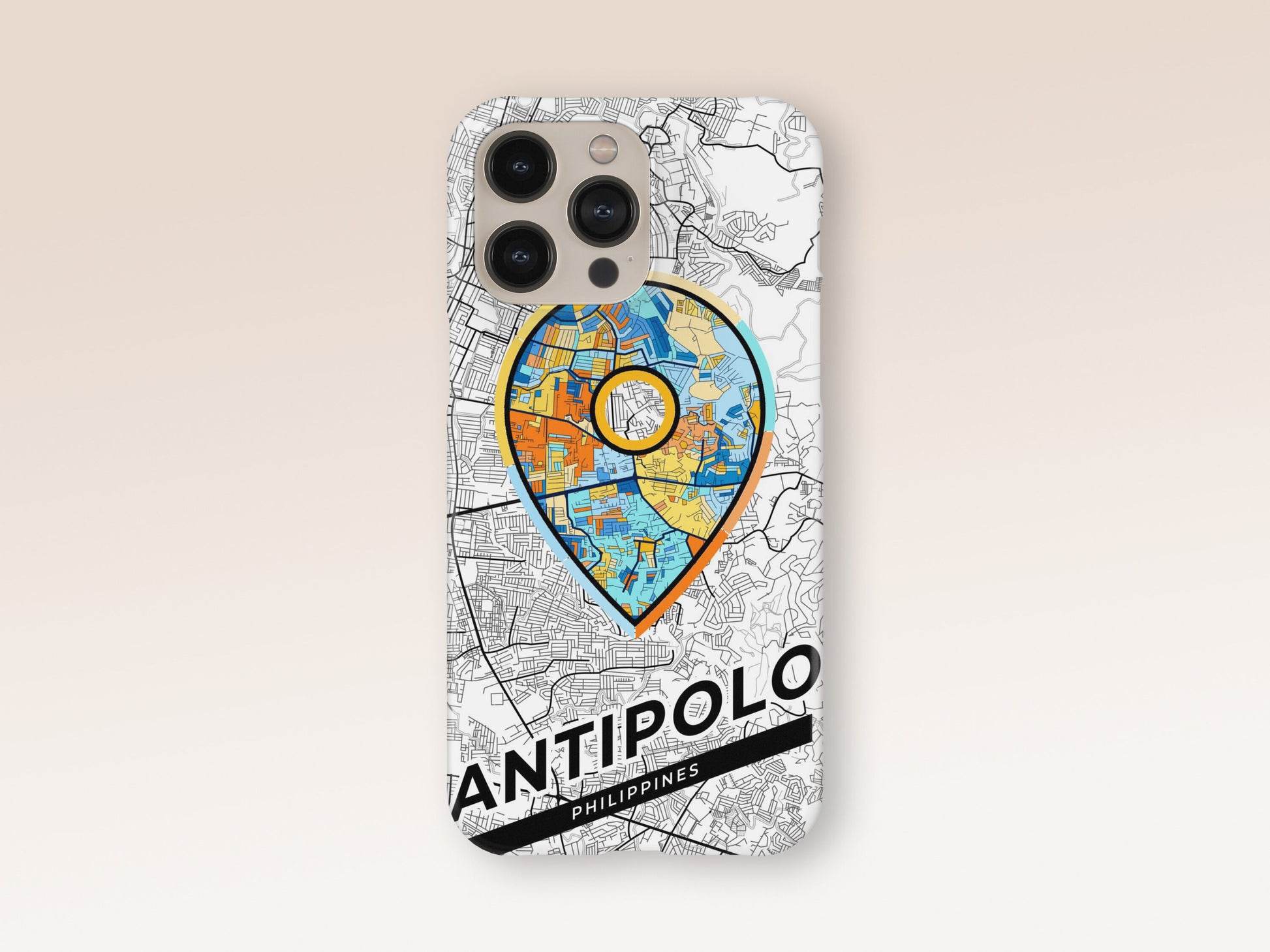 Antipolo Philippines slim phone case with colorful icon. Birthday, wedding or housewarming gift. Couple match cases. 1