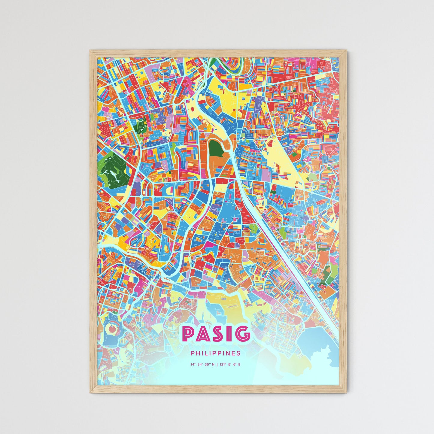 Colorful PASIG PHILIPPINES Fine Art Map Crazy Colors