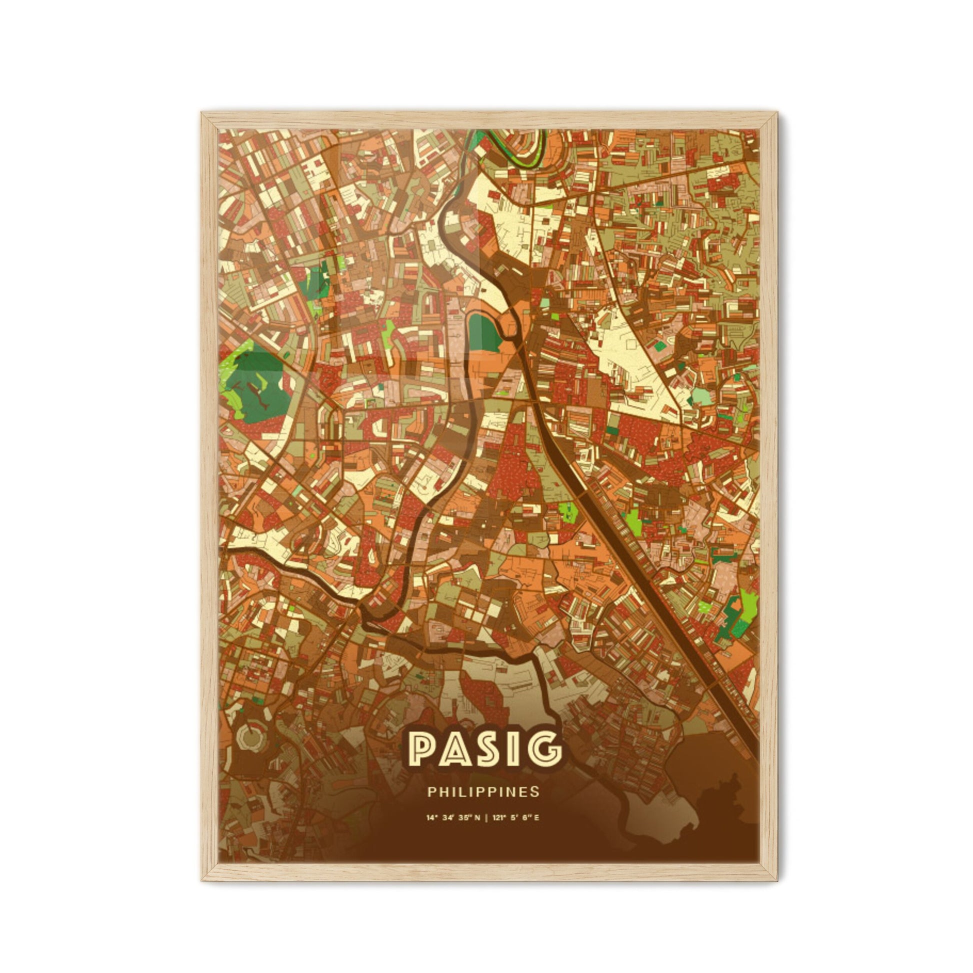 Colorful PASIG PHILIPPINES Fine Art Map Farmhouse