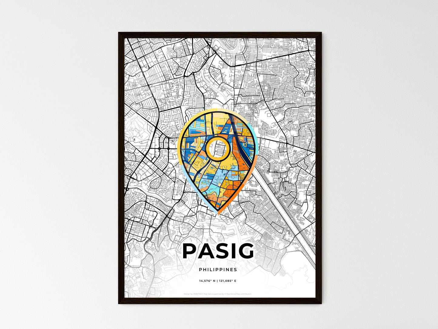 Pasig Philippines wedding art map with pointer icon
