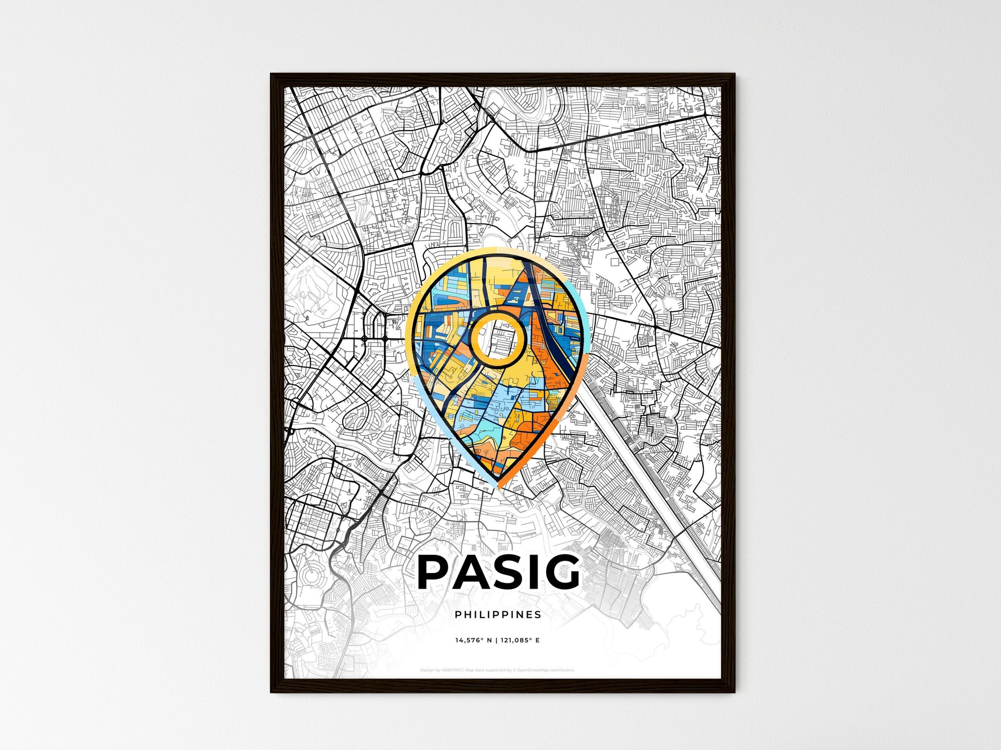Pasig Philippines wedding art map with pointer icon