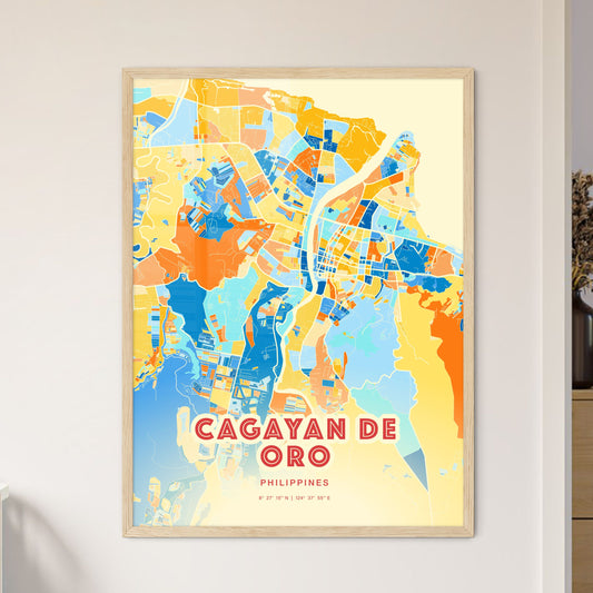 Colorful CAGAYAN DE ORO PHILIPPINES Fine Art Map Blue Orange