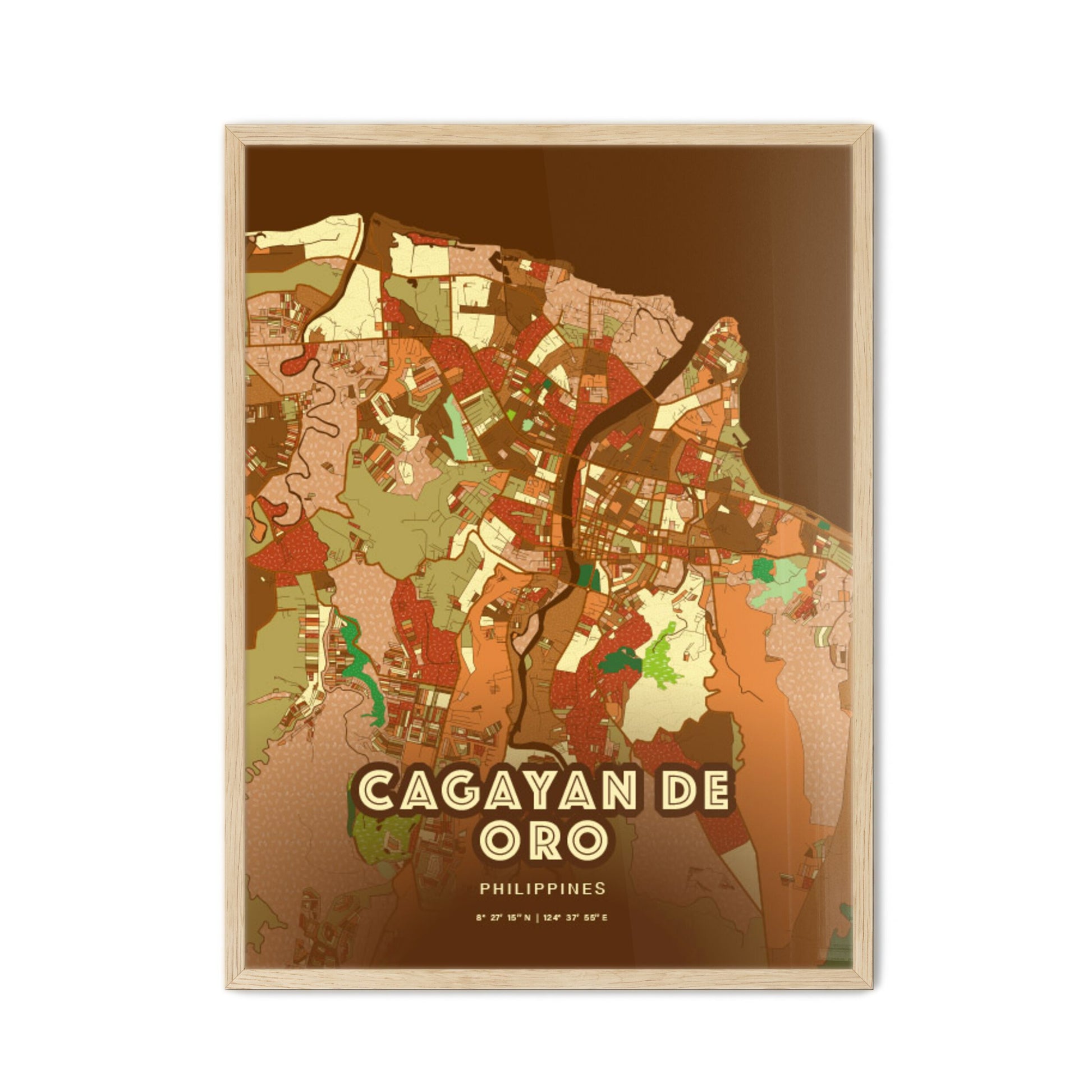 Colorful CAGAYAN DE ORO PHILIPPINES Fine Art Map Farmhouse