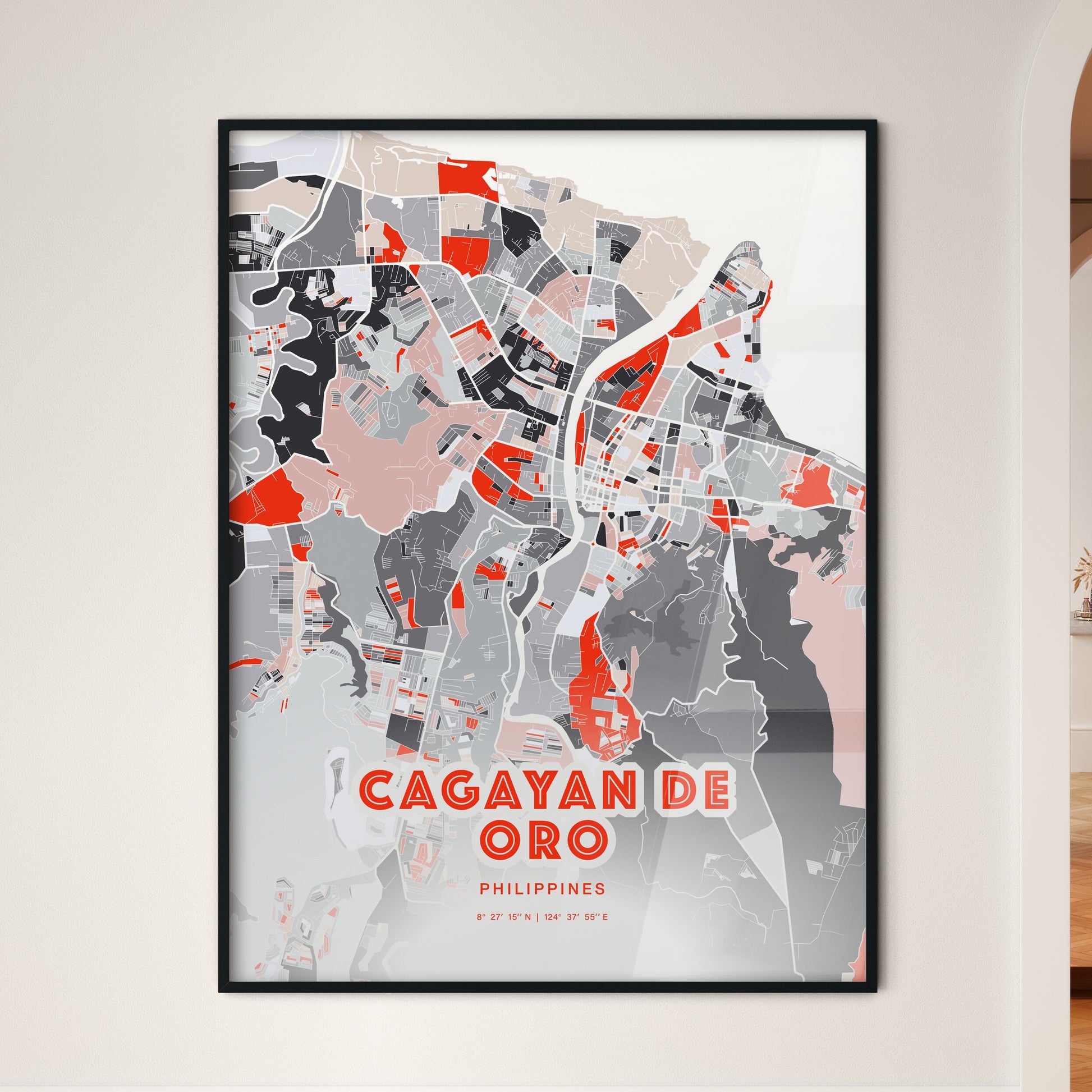 Colorful CAGAYAN DE ORO PHILIPPINES Fine Art Map Modern