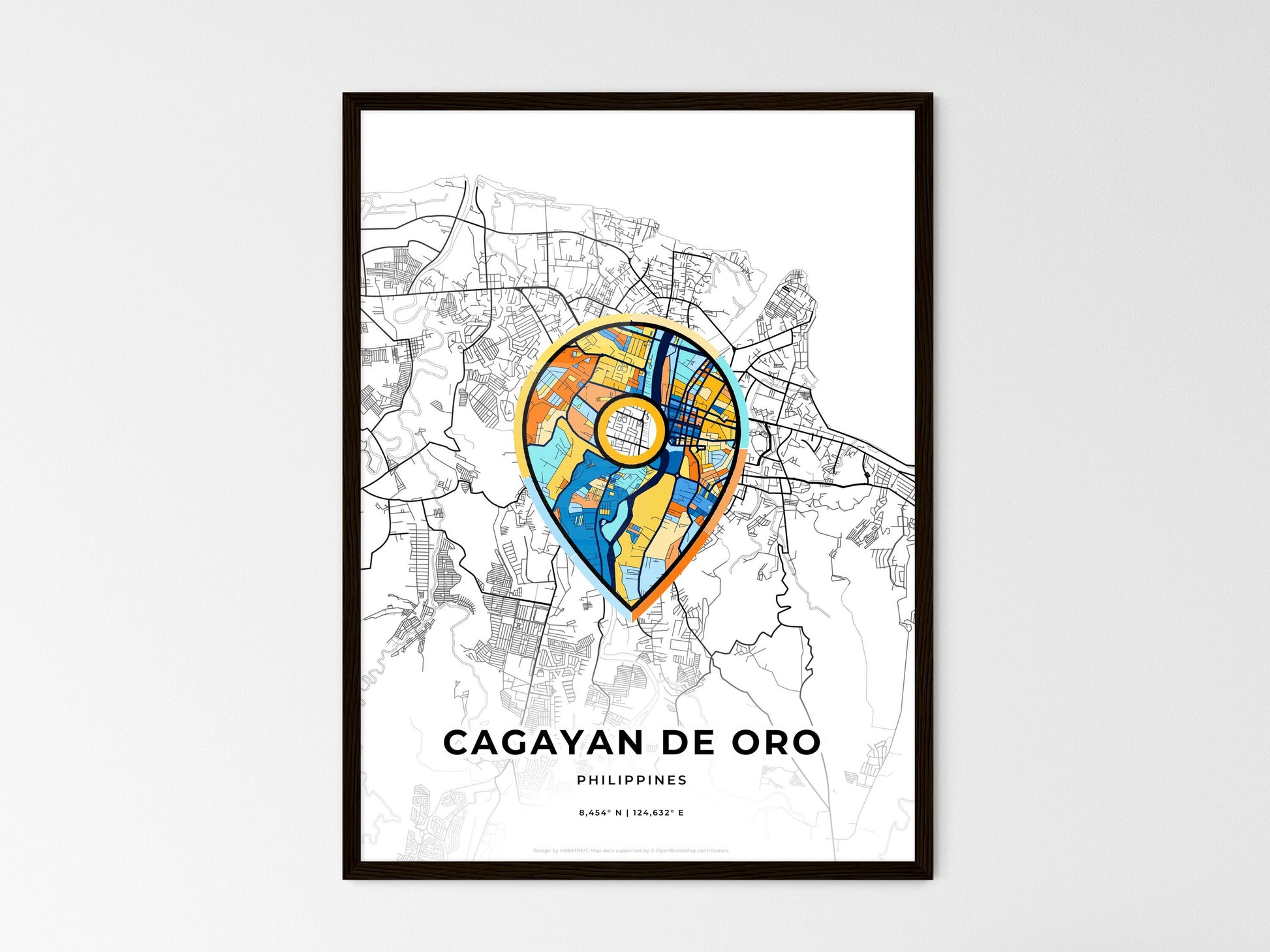 Cagayan De Oro Philippines wedding art map with pointer icon